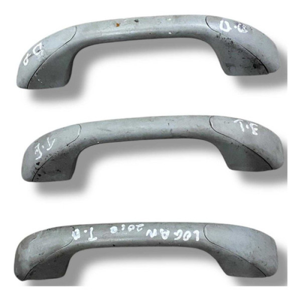 Trio Alças Puxadores Teto Renault Logan 2010 2011 2012 2013 Branco