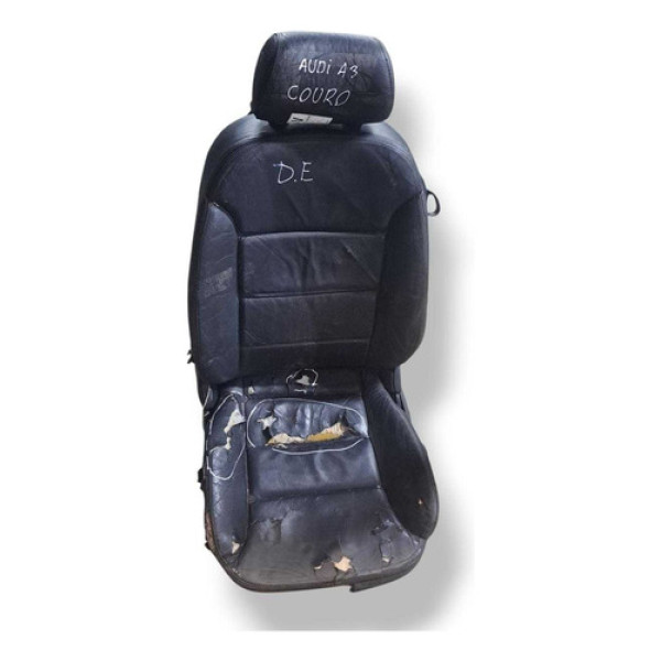 Banco Dianteiro Esquerdo Couro Audi A3 2008 Detalhe Preto