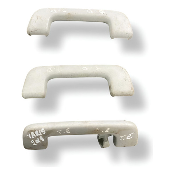 Kit 3 Alças Puxadores Teto Toyota Yaris 1.5 2018 2019 2020 - Branco