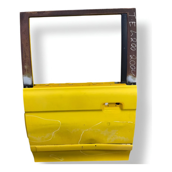 Porta Traseira Esquerda Mitsubishi L200 2004 2005 Detalhe Amarelo Traseira Esquerda