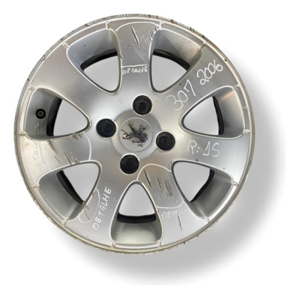 Roda Aro 15 Liga Leve Peugeot 307 2006 2007 Com Detalhe Prateado